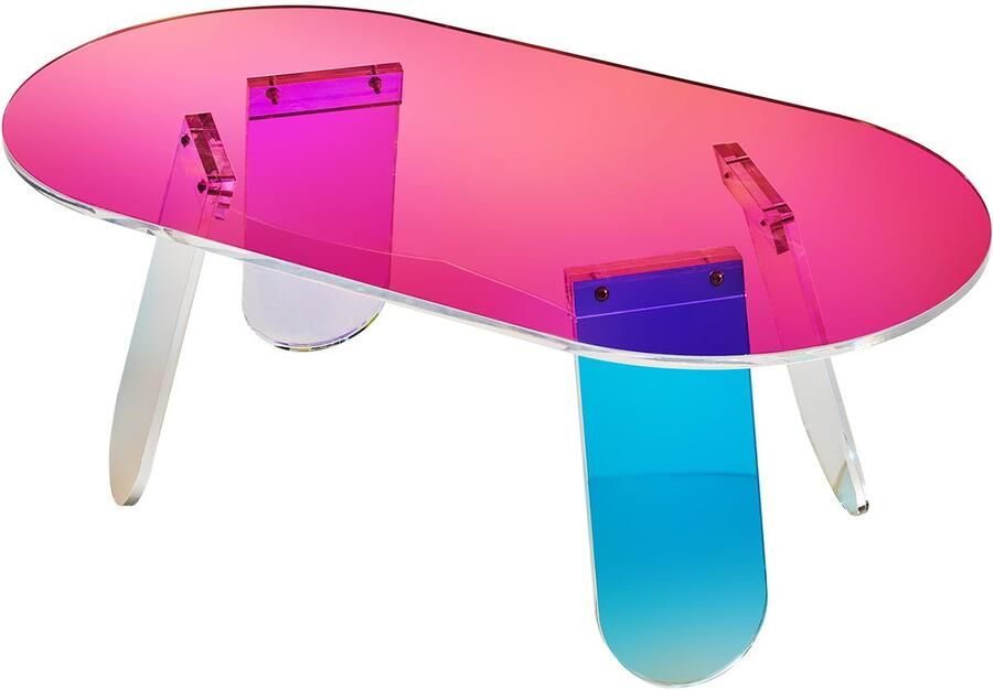Acryl Salontafel 13 8 inch Iriserende Bijzettafel Kleurrijke Acryl Bijzettafel voor Woonkamer Patio Binnenplaats Snacks Drankjes Eetkamer