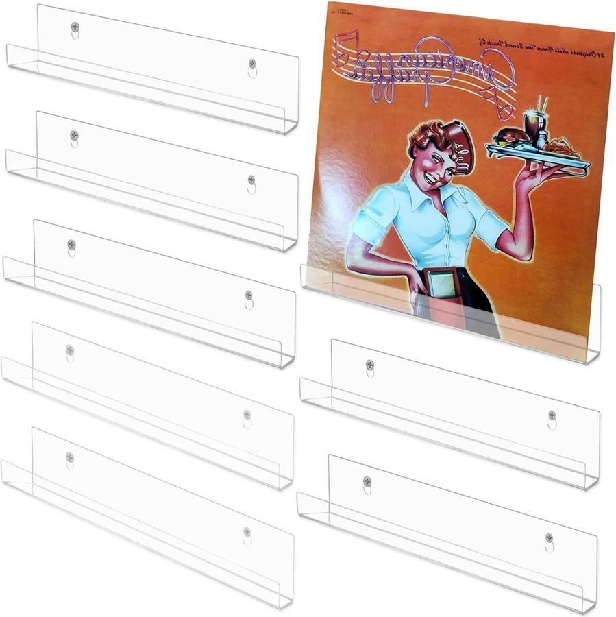 Stellingset helder acryl 8 stuks wandhouder acryl decoratieve fotolijst muur boekenkast woonkamer slaapkamer badkamer organizer kantoor 305 x 43 x 43 cm