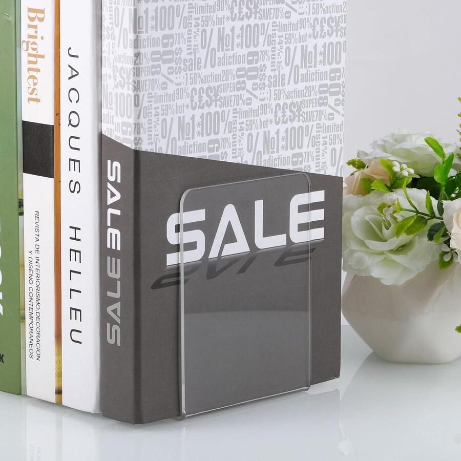 Boekensteunen van acryl in L-vorm transparant set van 4 bureau organizer 10 x 10 x 13 cm boeksteun