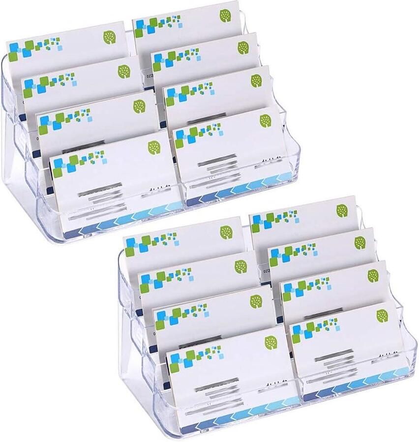 Acryl Visitekaarthouders 8 Pocket Desktop Clear Visitekaartjes Stands Aanrecht Index Card Organizer Bureau Netjes Kantoor Accessoires kaartenstandaard