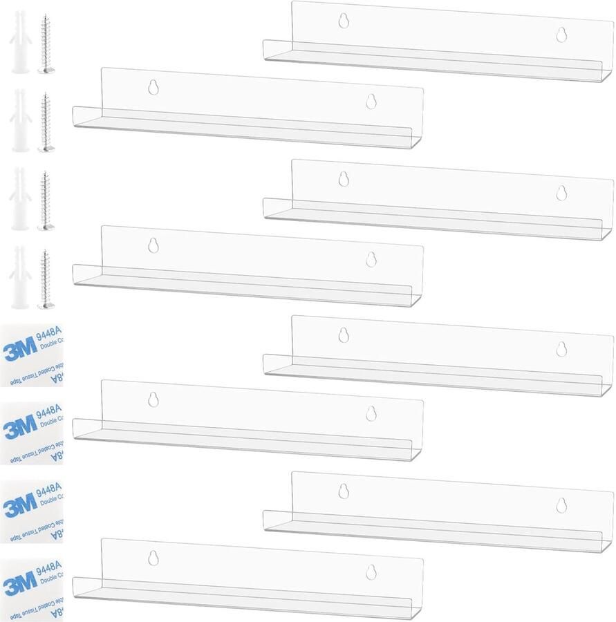 Acryl wandhouder voor vinylplaten 8 stuks wandrek 30 cm