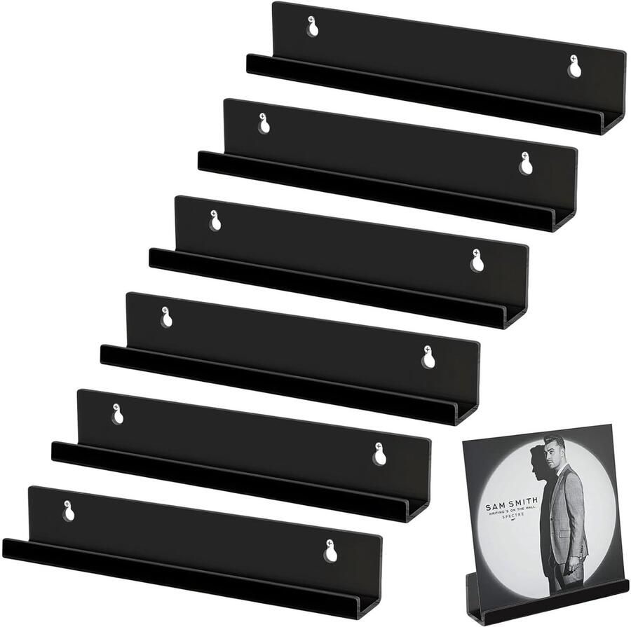 Acryl wandhouder voor vinylplaten set van 6 transparant hoogwaardig materiaal
