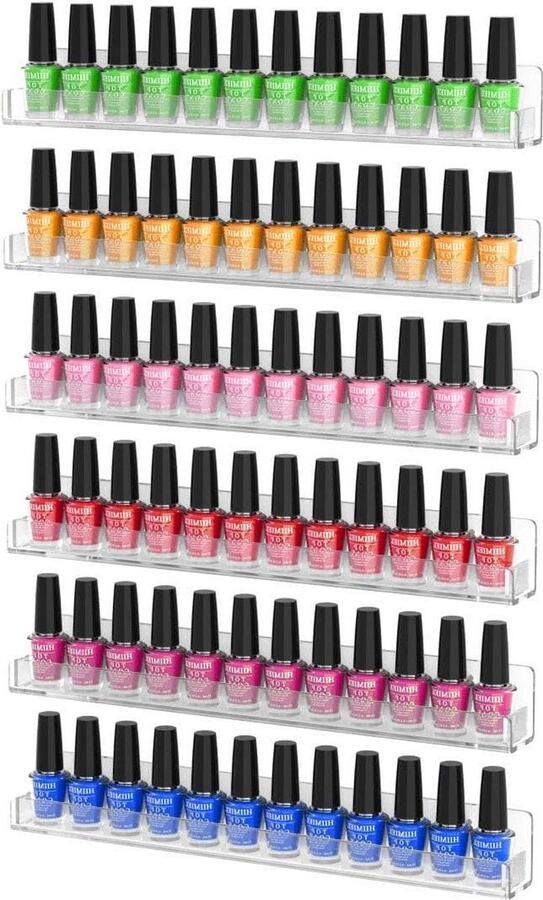 Acryl Wandmontage Nagellak Display Stand Rack Organizer Opslag Planken Houder 6 stks