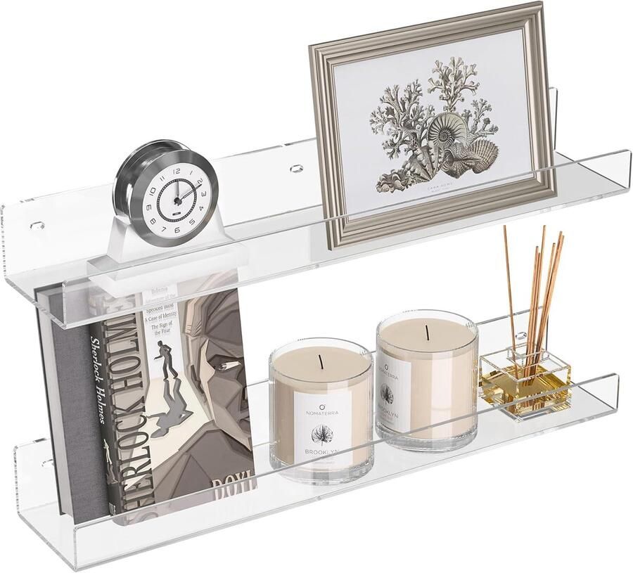 Acryl Wandplank Set van 46 cm Onzichtbare Zwevende Boekenplanken voor Elke Kamer