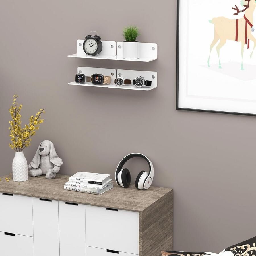 Acryl Wandplanken 20 cm Set van 2 voor Woonkamer Slaapkamer Keuken en Badkamer - Foto 2