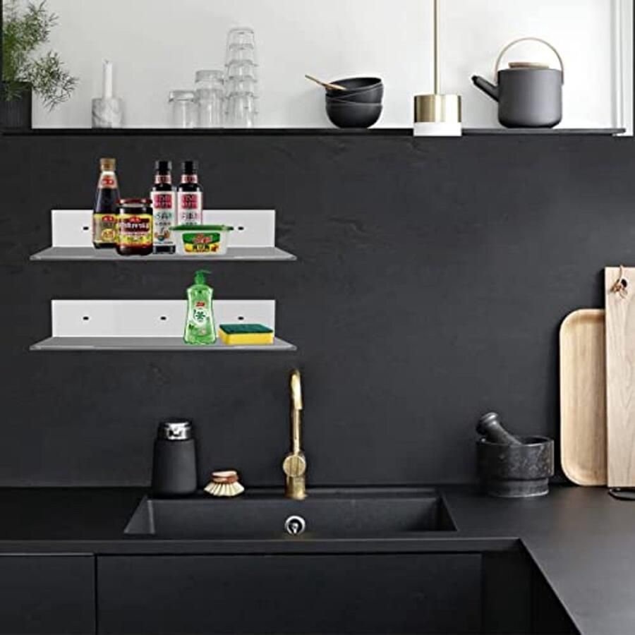 Acryl Wandplanken Set van 2 Multifunctionele Wandplanken voor Planten Boeken Cosmetica en Decoratie