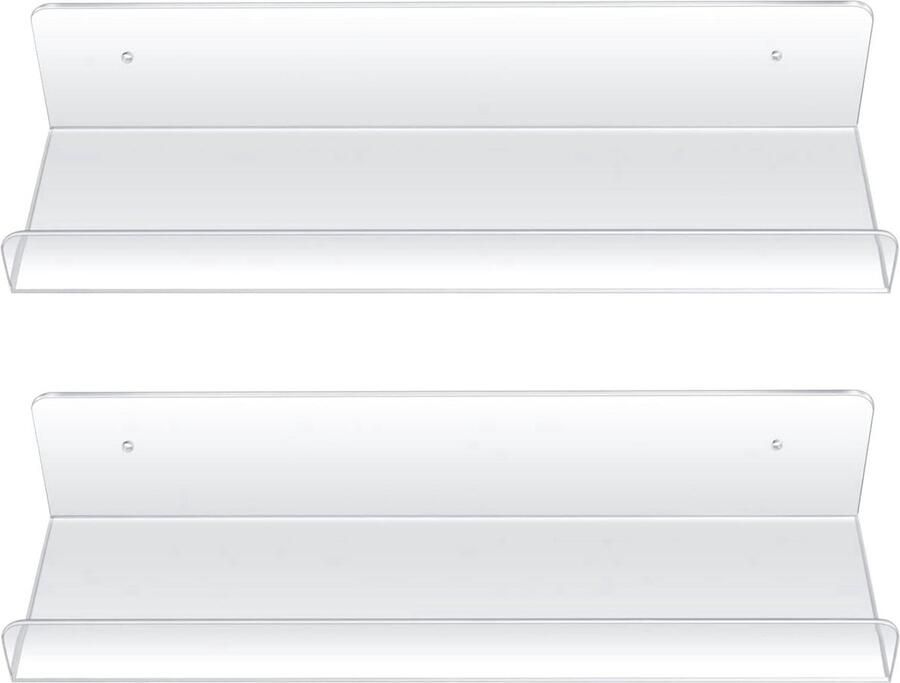 Acryl Wandrek Zwevende Plank Ideaal voor Badkamer en Slaapkamer 2 Stuks Helder