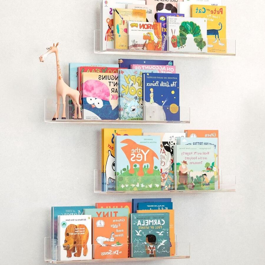 Acryl zwevende boekenplanken set van 4 transparant moderne stijl kinderboekenplanken duurzaam