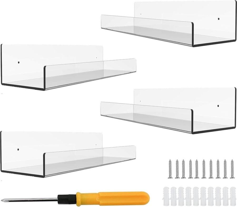 Acryl Zwevende Plank Onzichtbare Boekenplank 4 Stuks Duidelijk Acryl 38cm