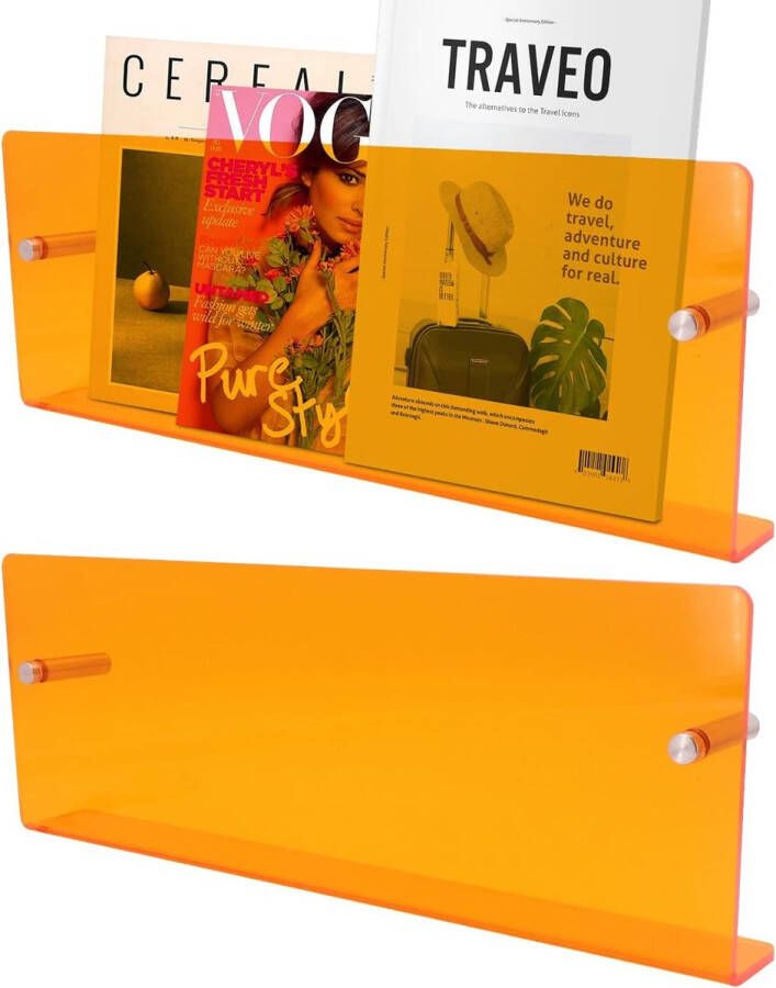 Acryl zwevende plank planken opslag duidelijke muur gemonteerde boekenplank display plank organizer voor woonkamer slaapkamer boeken tekening boeken fotolijsten tijdschriften (geel)