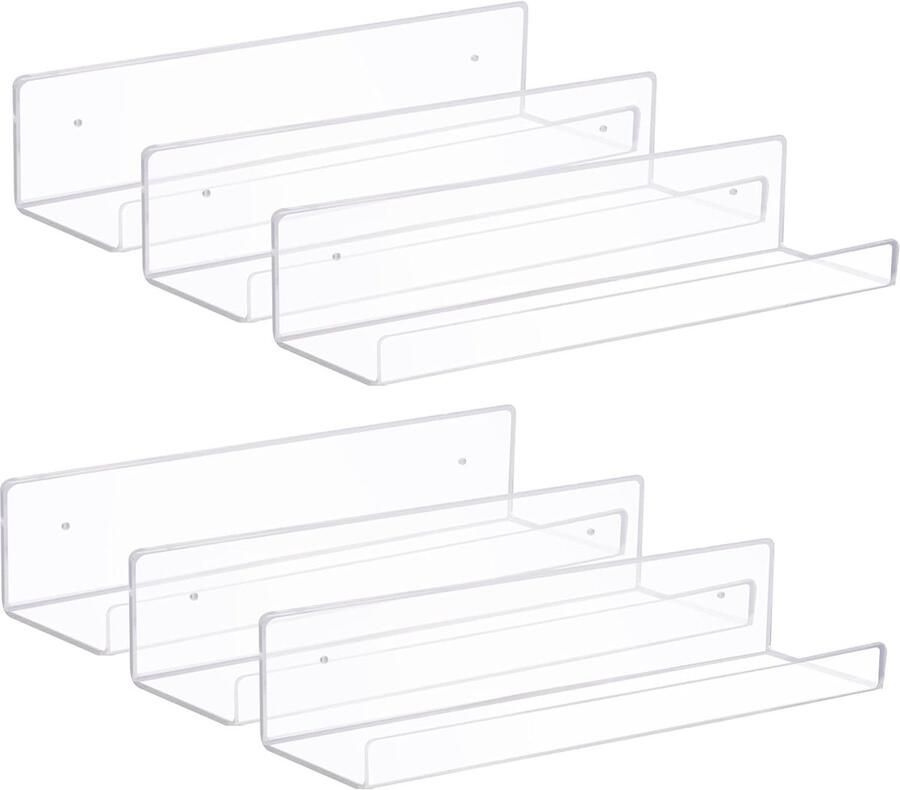 Acryl Zwevende Planken Onzichtbare Displayplanken 6 Stuks Doorzichtig 38 cm x 11 cm x 7 8 cm