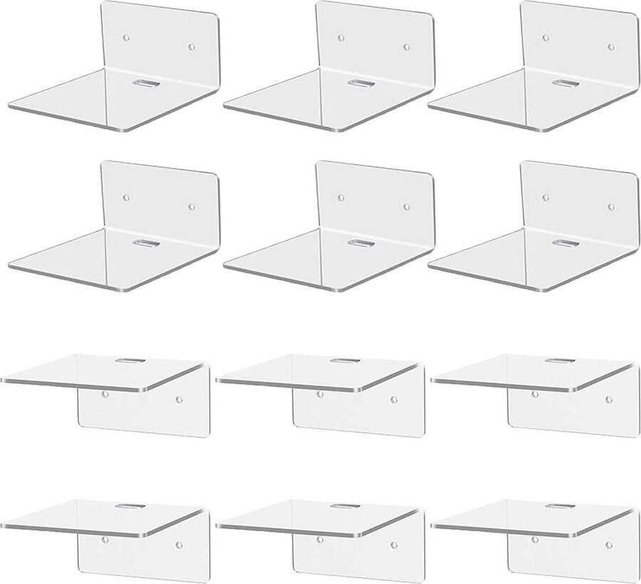 Acryl Zwevende Wandplank Set van 12 10 cm Doorzichtig Voor Funko Popfiguren Woondecoratie Planten