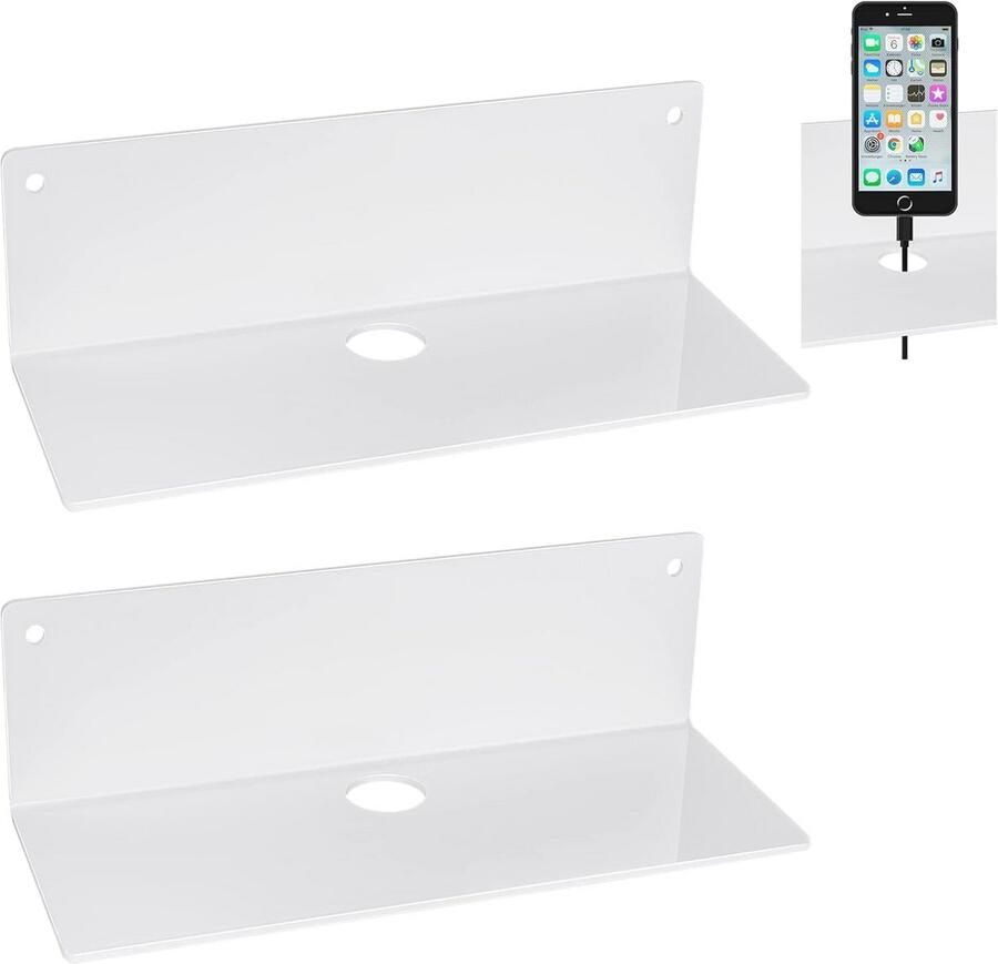 Acryl Zwevende Wandplanken Set van 2 Decoratieve Planken voor Badkamer en Keuken
