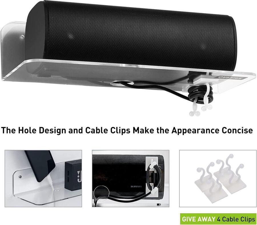 Acryl zwevende wandplanken set van 2 eenvoudig uitbreiden wandruimte 9 inch kleine plank voor slaapkamer badkamer keuken woonkamer kantoor met kabelclips helder