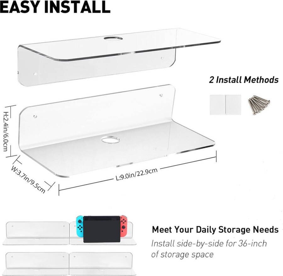 Acryl zwevende wandplanken set van 4 gemakkelijk uitbreiden van de wandruimte kleine wandplank voor slaapkamer badkamer keuken woonkamer kantoor met kabelclips helder 22 5 cm