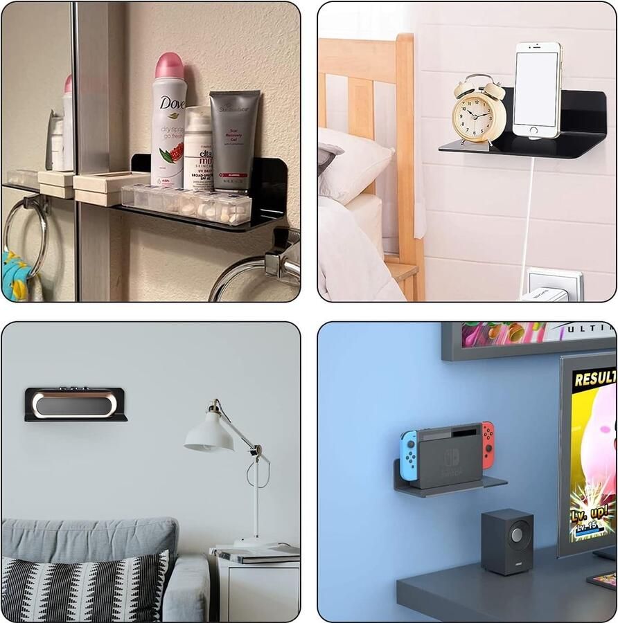 Luvetrex Acryl Zwevende Wandplanken Set Zelfklevend en Zonder Boren Compact en Functioneel