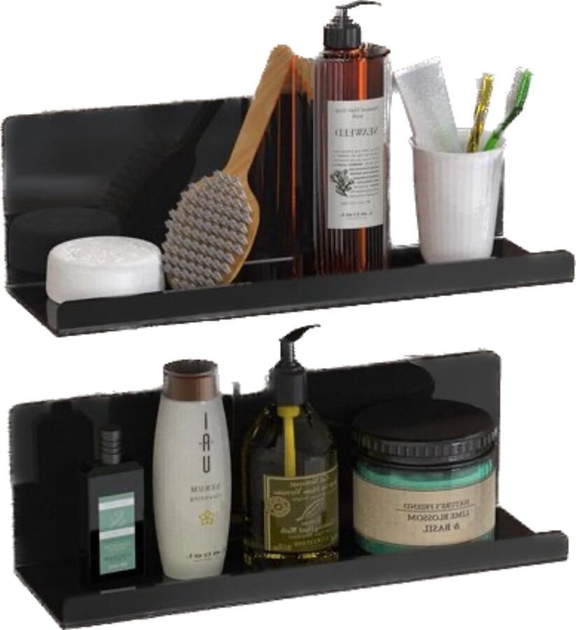 Acryl zwevende wandrek plank zwart 30 cm keukenrek hangend om te lijmen zwevend boekenkast fotolijst kleefrek badkamer wandplank Wandrek