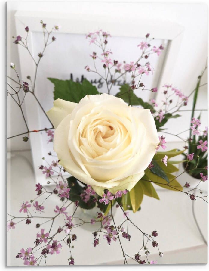 Acrylglas Bloemen Roos Bladeren Bureau Boeket Vaas 30x40 cm Foto op Acrylglas (Wanddecoratie op Acrylaat)