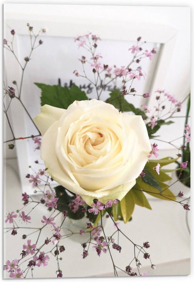 Acrylglas Bloemen Roos Bladeren Bureau Boeket Vaas 40x60 cm Foto op Acrylglas (Met Ophangsysteem)