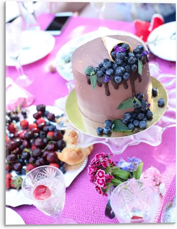 Acrylglas Feestelijke Tafel met Hapjes en Drankjes 30x40 cm Foto op Acrylglas (Wanddecoratie op Acrylaat)