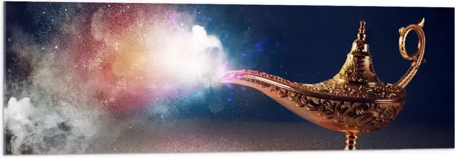 Acrylglas Magische Gouden Lamp met Kleurrijke Rook 120x40 cm Foto op Acrylglas (Met Ophangsysteem) - Foto 1