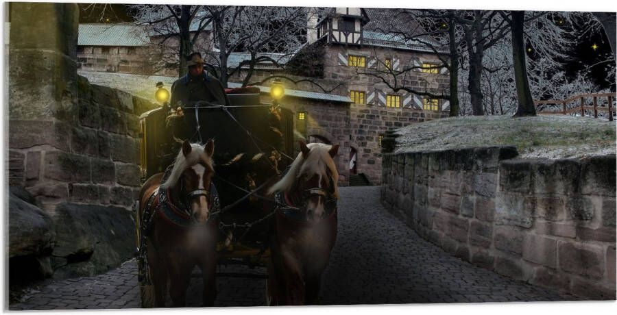 Acrylglas Pad Persoon Bomen Huis Dier Paarden Lampen 100x50 cm Foto op Acrylglas (Met Ophangsysteem)