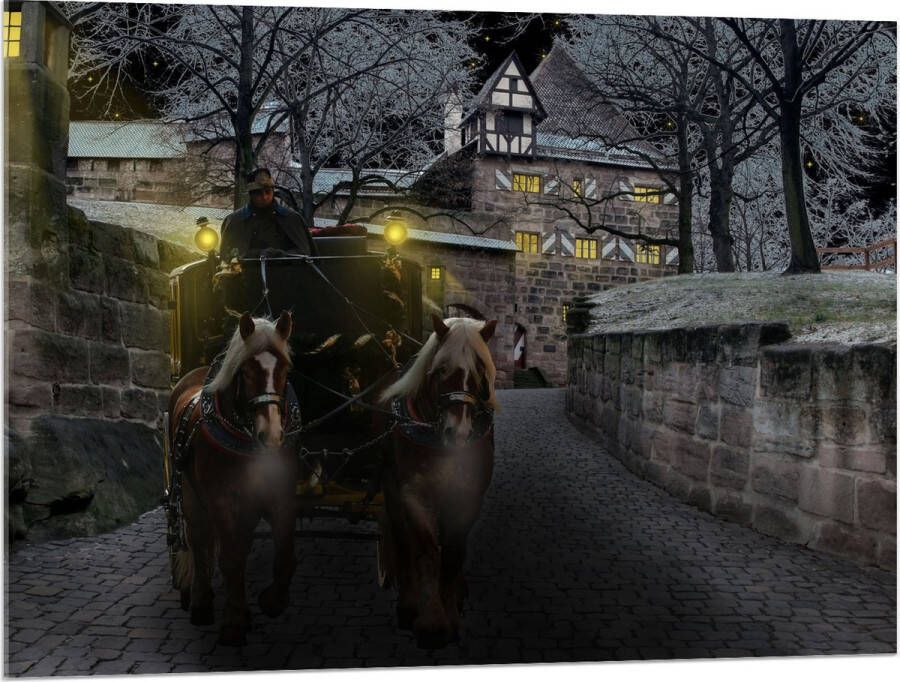 Acrylglas Pad Persoon Bomen Huis Dier Paarden Lampen 100x75 cm Foto op Acrylglas (Wanddecoratie op Acrylaat)