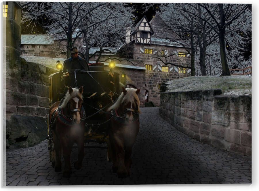 Acrylglas Pad Persoon Bomen Huis Dier Paarden Lampen 40x30 cm Foto op Acrylglas (Wanddecoratie op Acrylaat)