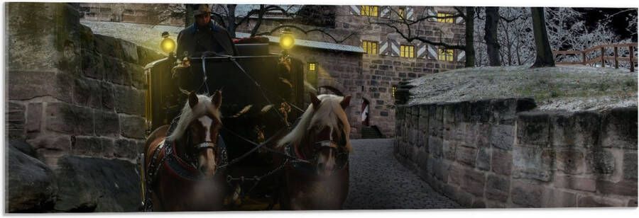 Acrylglas Pad Persoon Bomen Huis Dier Paarden Lampen 90x30 cm Foto op Acrylglas (Met Ophangsysteem)