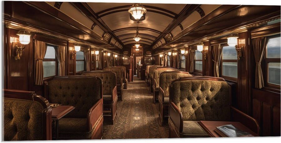 Acrylglas Trein Stoelen Hout Lampen 100x50 cm Foto op Acrylglas (Met Ophangsysteem)