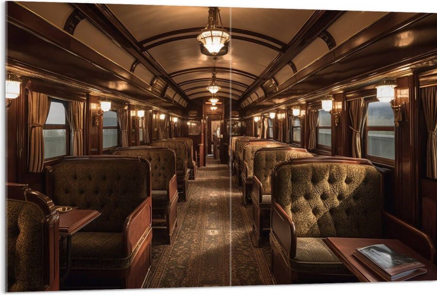 Acrylglas Trein Stoelen Hout Lampen 120x80 cm Foto op Acrylglas (Met Ophangsysteem)