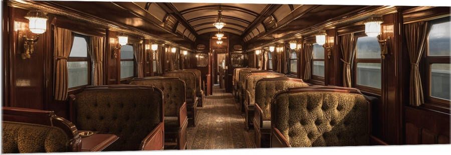 Acrylglas Trein Stoelen Hout Lampen 150x50 cm Foto op Acrylglas (Met Ophangsysteem)