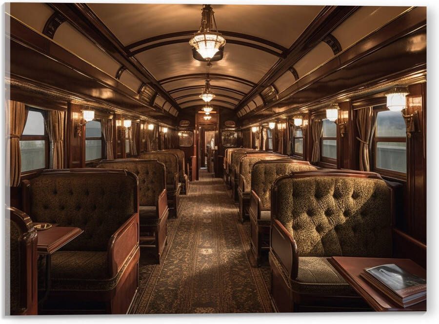 Acrylglas Trein Stoelen Hout Lampen 40x30 cm Foto op Acrylglas (Wanddecoratie op Acrylaat)