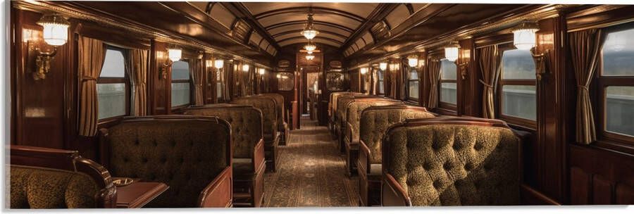 Acrylglas Trein Stoelen Hout Lampen 60x20 cm Foto op Acrylglas (Met Ophangsysteem)