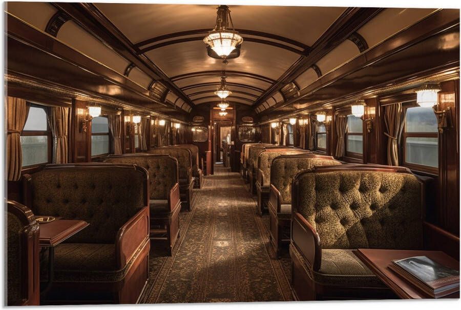 Acrylglas Trein Stoelen Hout Lampen 75x50 cm Foto op Acrylglas (Met Ophangsysteem)