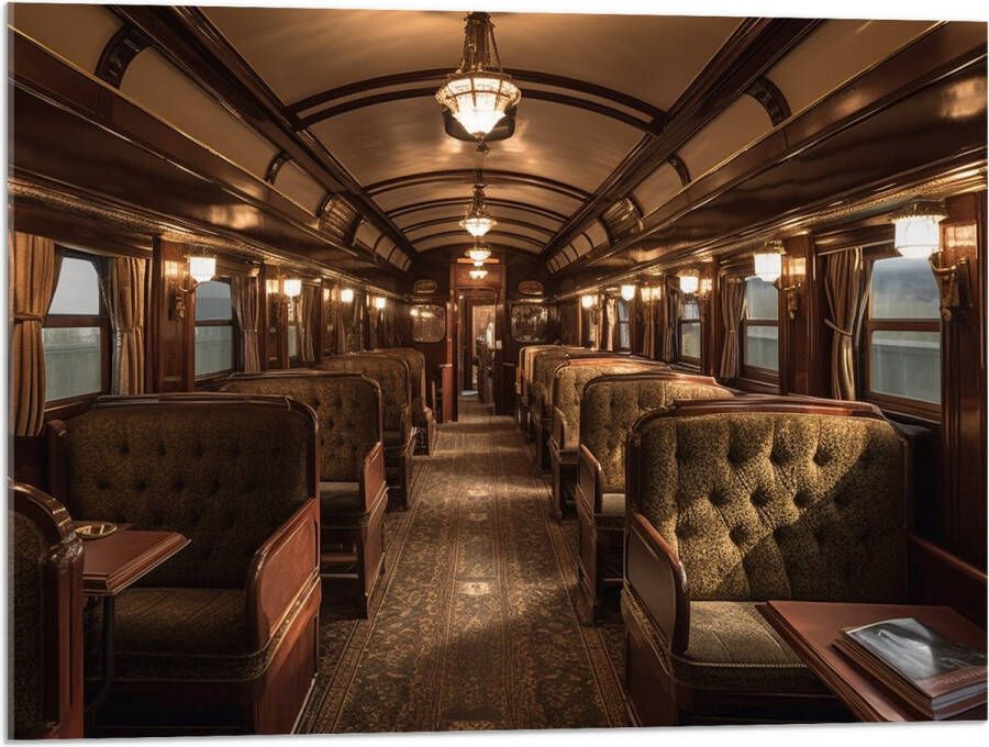 Acrylglas Trein Stoelen Hout Lampen 80x60 cm Foto op Acrylglas (Wanddecoratie op Acrylaat)