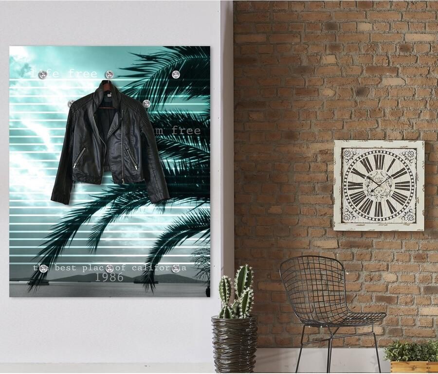 Acrylglas Wandkapstok met Haken – California Design & Palmbomen