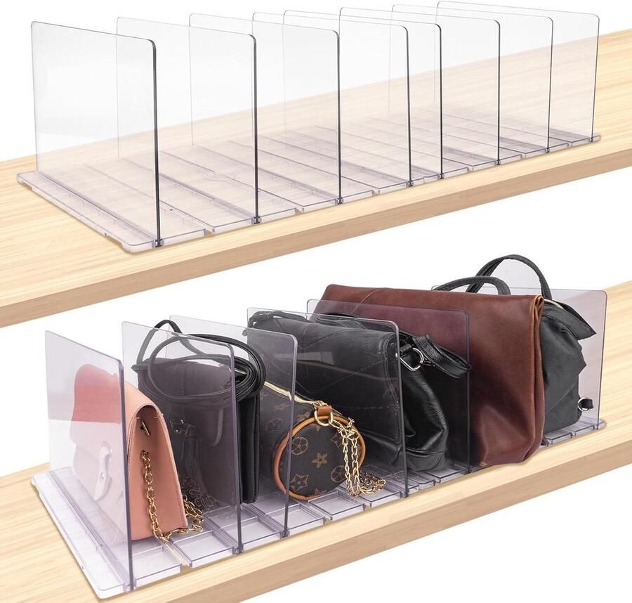 Organizer voor kast acryl doorzichtige handtas opslag organisatoren verstelbare plank verdeler tas organizer voor kleine kast 2 Pack
