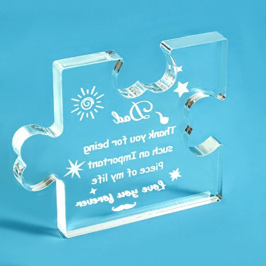 Acrylic puzzelstuk plaque 10x8cm Vader en moeder cadeau Creatieve gepersonaliseerde puzzelplaat Bureau decoratie Thuis en kantoor Kerst en Thanksgiving cadeau (Papa stijl)