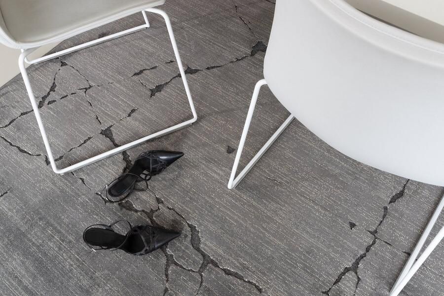 Acsento Vloerkleed 160 x 230 cm Grijs Rechthoekig Viscose Eetkamer Woonkamer Slaapkamer Abstract Modern Design Industriëel