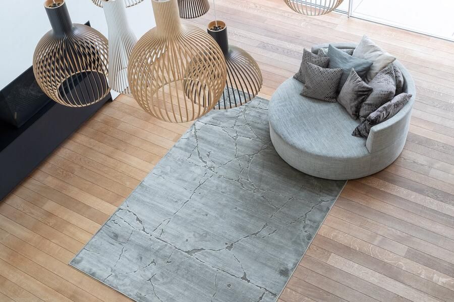 Acsento Vloerkleed 160 x 230 cm Groen Rechthoekig Viscose Woonkamer Eetkamer Slaapkamer Abstract Design Modern Industriëel