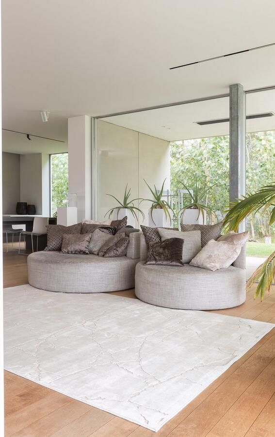 Acsento Vloerkleed 160 x 230 cm Beige Rechthoekig Viscose Slaapkamer Eetkamer Woonkamer Abstract Design Modern