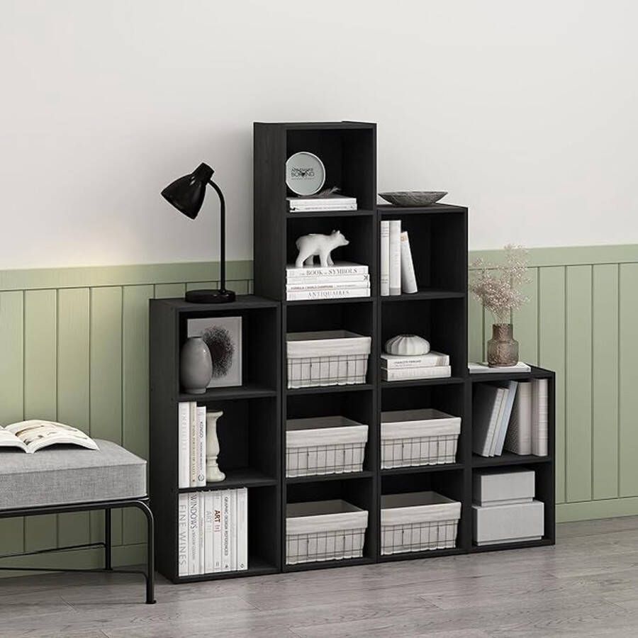 Adderrek staand rek voor woonkamer slaapkamer thuiskantoor stijlvol design boxes shelves bookcase 12(W)x41.7(H)x9.3(D) inches