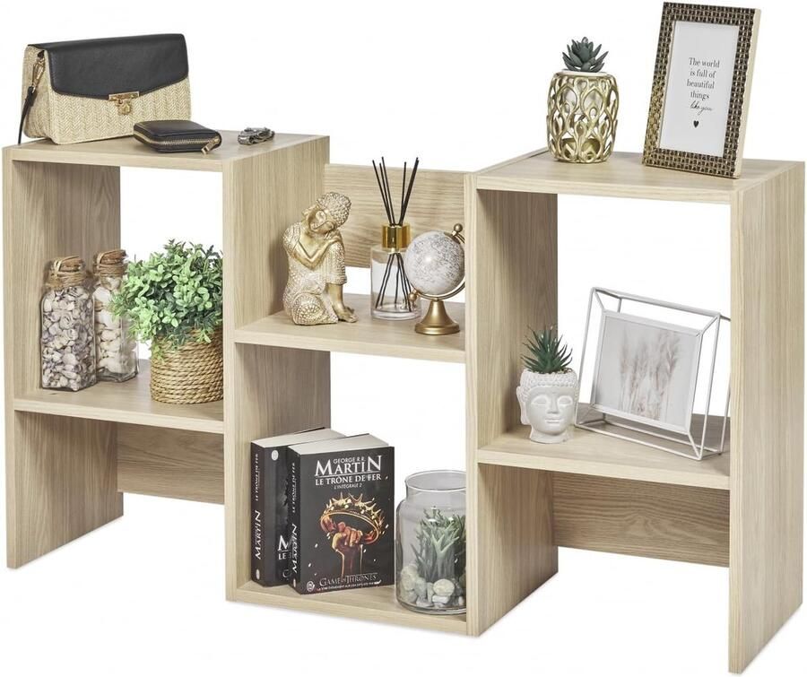 Boekenplank kunstzinnige moderne boekenkast boekenrek opbergrek planken boekenhouder organizer voor boeken 17.5D x 50W x 96H centimetres - Foto 4