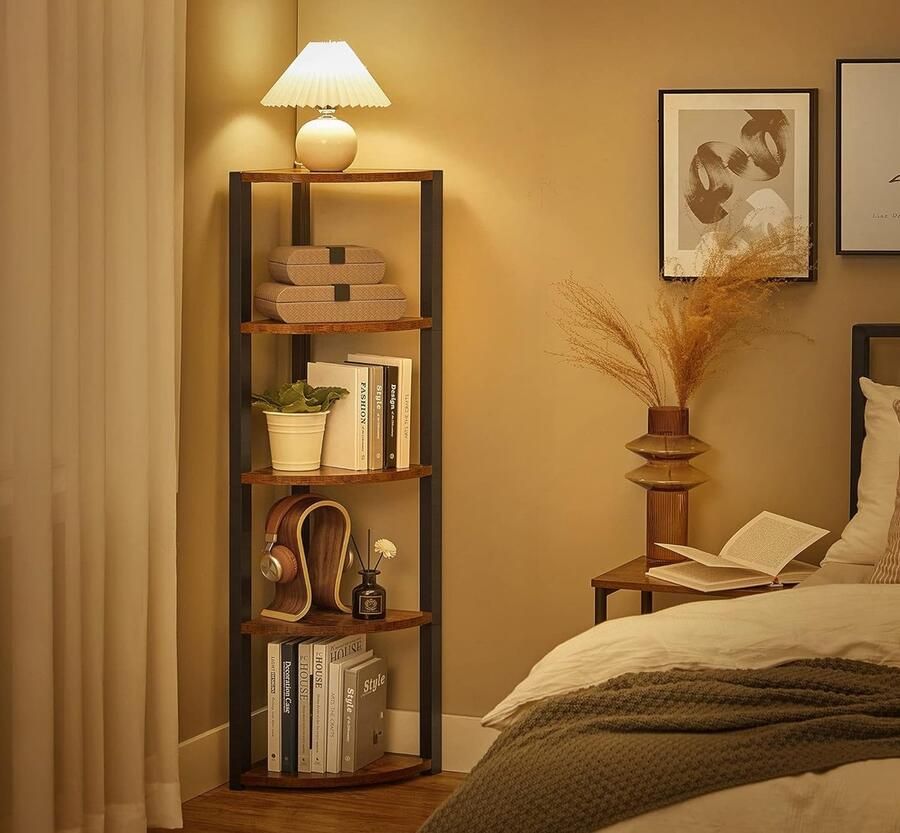 Boekenplank kunstzinnige moderne boekenkast boekenrek opbergrek planken boekenhouder organizer voor boeken 17.5D x 50W x 96H centimetres - Foto 3