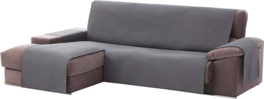 Adele Chaise Longue bankhoes bescherming voor gewatteerde zitbanken met linkerarm. Afmeting -240cm. Kleur Grijs (vooraanzicht)