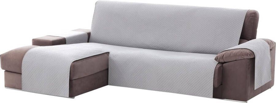 Adele Chaise Longue bankovertrek bescherming voor linkerarm gewatteerde banken. Maat -240 cm. Kleur lichtgrijs (vooraanzicht)