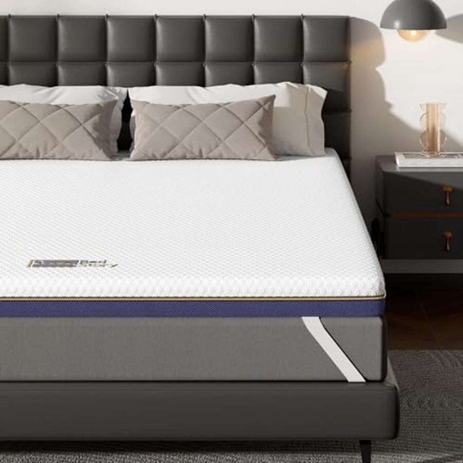 Gel Traagschuim Topper 90 x 200 cm Ademend Hypoallergeen en Wasbaar