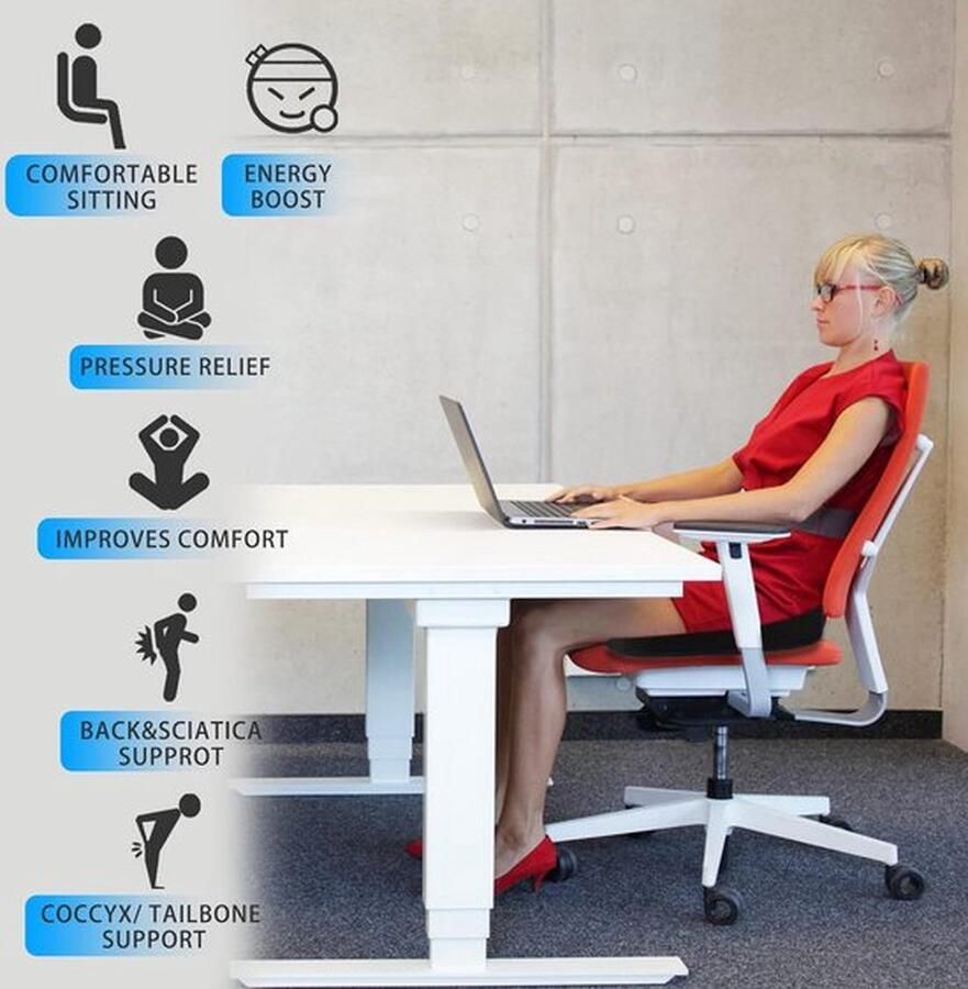 Ademend Traagschuim Zitkussen G2 Ergonomisch Design voor Bureaustoelen en Rolstoelen