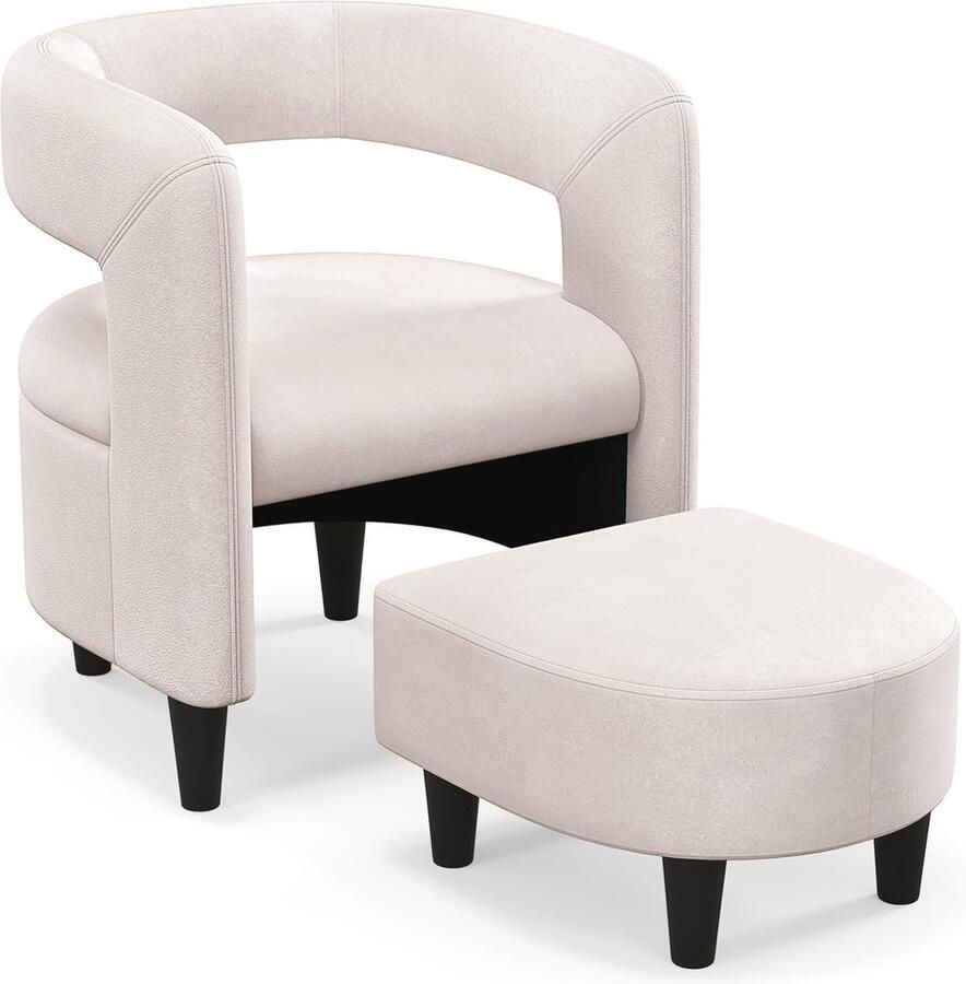 Gestoffeerde Relaxstoel met Voetenbank voor Woonkamer en Kantoor Comfortabele Accentstoel in Fluweel